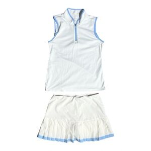 Tory Sport White and Light Blue Skirt Set